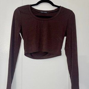 Shein Brown Long-sleeve  Croptop